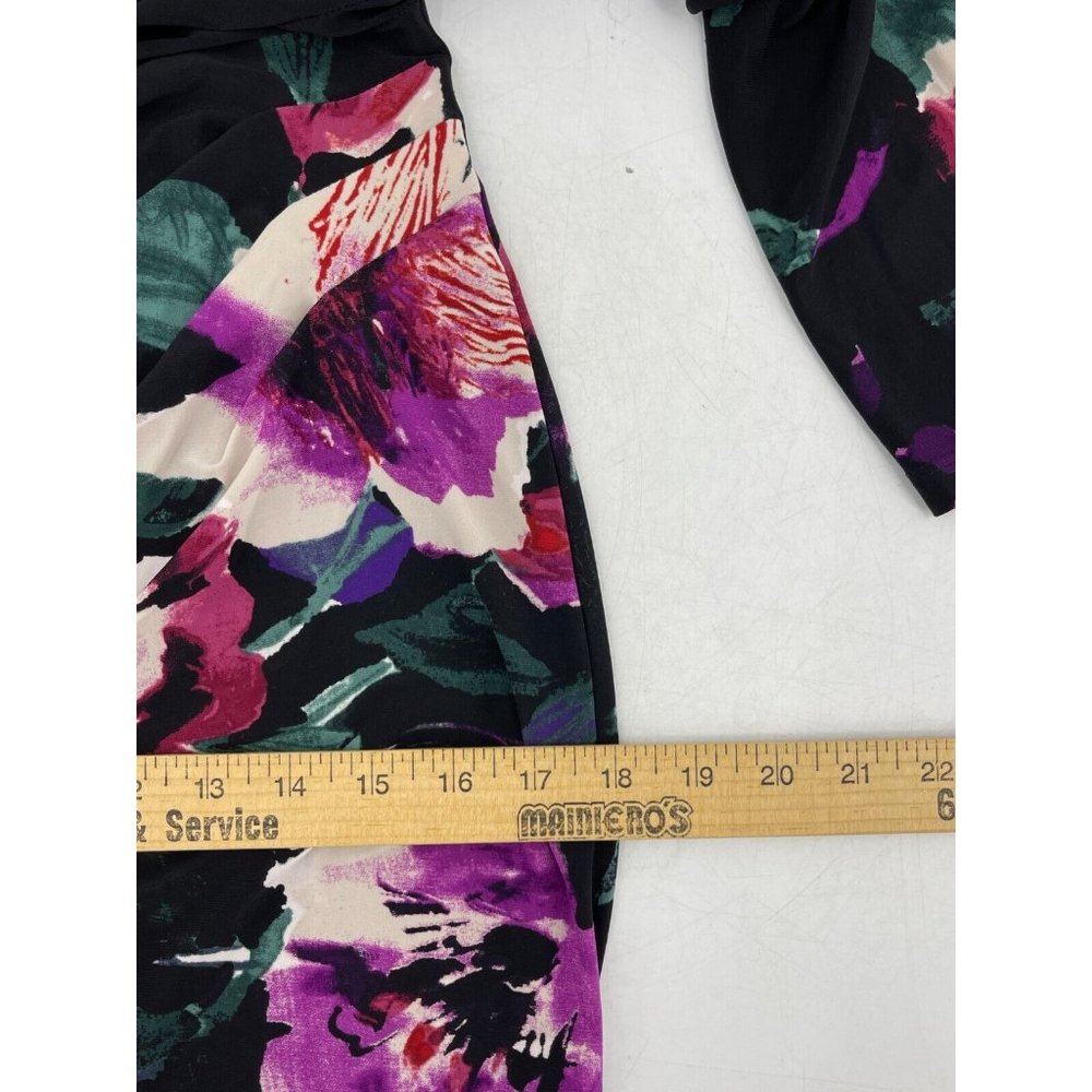 Ralph Lauren Women's Black Floral Long Sleeve Stretch Cocktail Party Dress Sz 6 - Picture 13 of 15